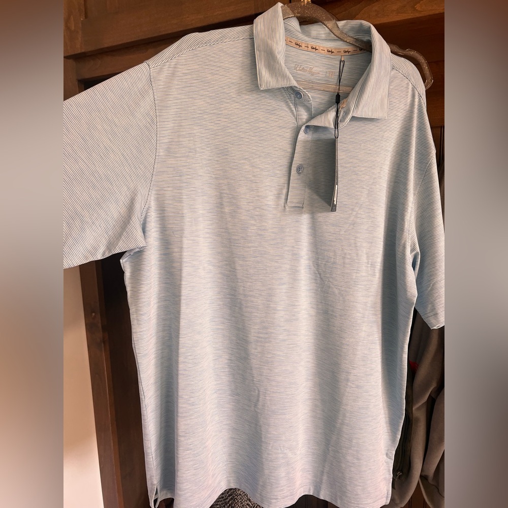 Men's Light Blue Striped Polo Shirt - Walter Hagen Golf Polo